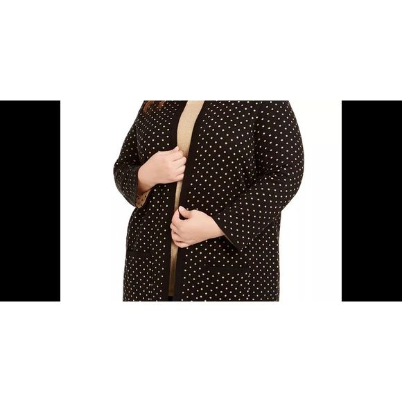 Anne Klein Women's Plus Metallic Polka-Dot Cardigan Sweater Black Size 0X - Picture 2 of 3